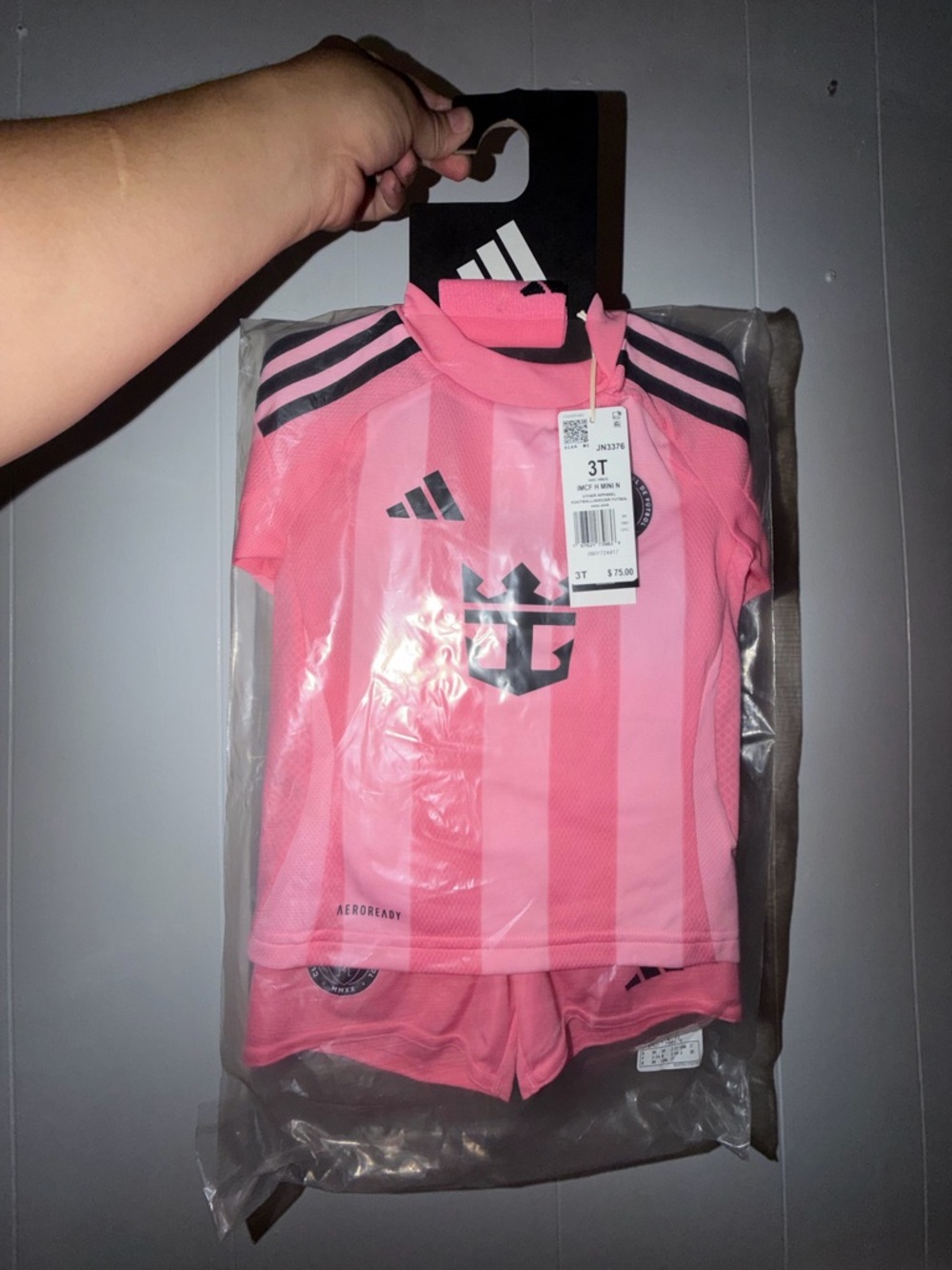 adidas Kids Pink Lionel Messi 3pc Jersey and Shorts Set 3T